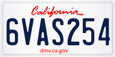 CA license plate 6VAS254