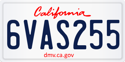 CA license plate 6VAS255