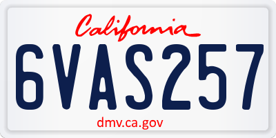 CA license plate 6VAS257
