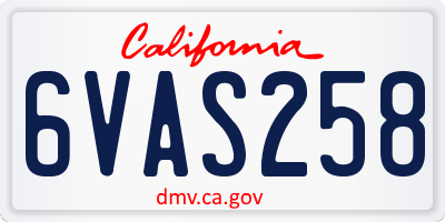CA license plate 6VAS258