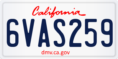 CA license plate 6VAS259