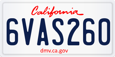 CA license plate 6VAS260