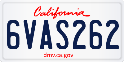 CA license plate 6VAS262
