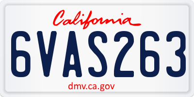 CA license plate 6VAS263