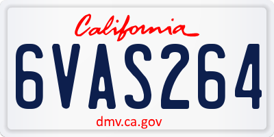 CA license plate 6VAS264