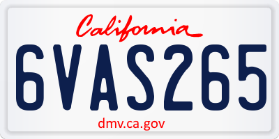 CA license plate 6VAS265