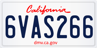 CA license plate 6VAS266