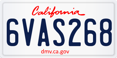 CA license plate 6VAS268