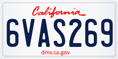 CA license plate 6VAS269