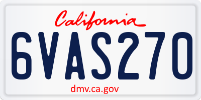 CA license plate 6VAS270