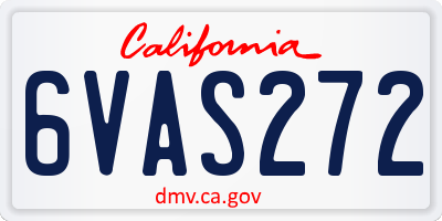 CA license plate 6VAS272