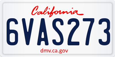 CA license plate 6VAS273