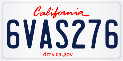 CA license plate 6VAS276