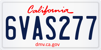 CA license plate 6VAS277