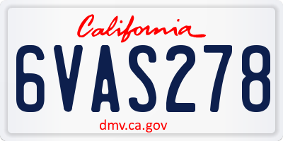 CA license plate 6VAS278