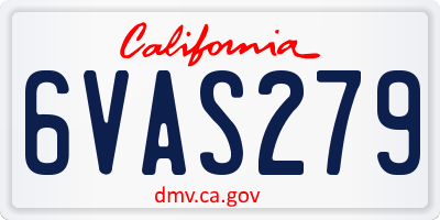 CA license plate 6VAS279