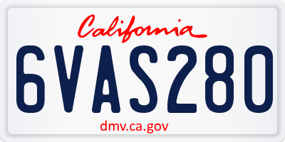 CA license plate 6VAS280