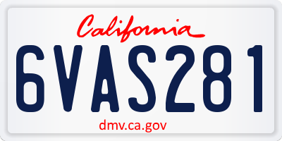 CA license plate 6VAS281