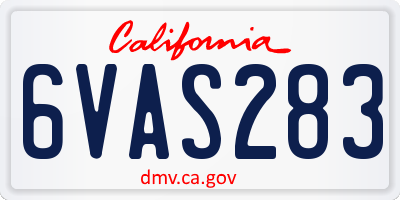 CA license plate 6VAS283