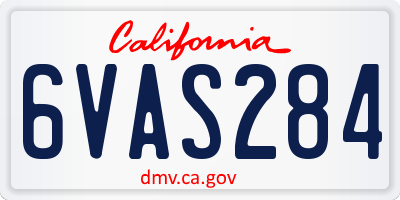 CA license plate 6VAS284