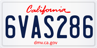 CA license plate 6VAS286