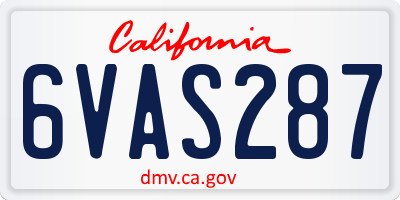 CA license plate 6VAS287
