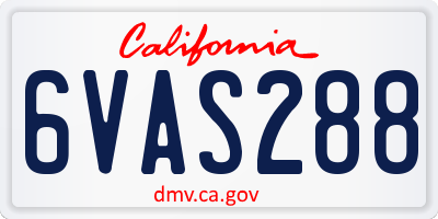 CA license plate 6VAS288