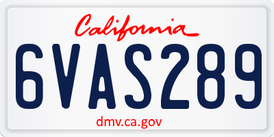 CA license plate 6VAS289