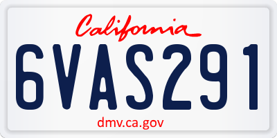 CA license plate 6VAS291