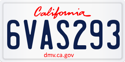 CA license plate 6VAS293