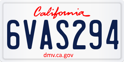 CA license plate 6VAS294