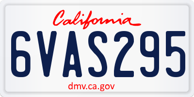 CA license plate 6VAS295