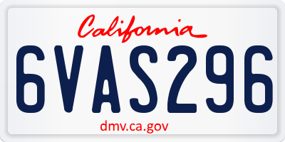 CA license plate 6VAS296