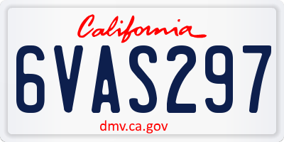 CA license plate 6VAS297