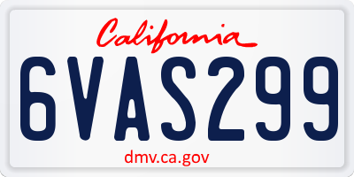CA license plate 6VAS299