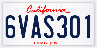 CA license plate 6VAS301