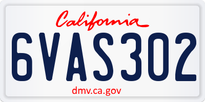 CA license plate 6VAS302