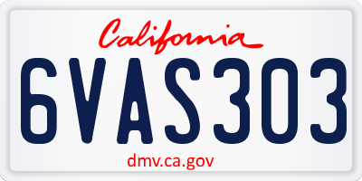 CA license plate 6VAS303