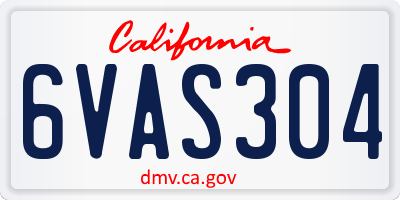 CA license plate 6VAS304