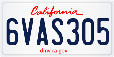CA license plate 6VAS305