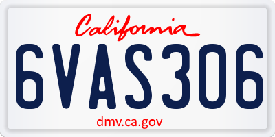 CA license plate 6VAS306