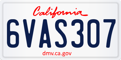 CA license plate 6VAS307