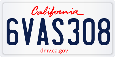 CA license plate 6VAS308