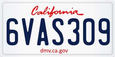 CA license plate 6VAS309