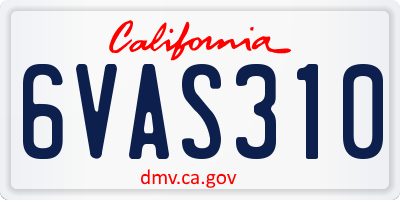 CA license plate 6VAS310