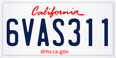 CA license plate 6VAS311