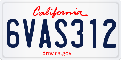 CA license plate 6VAS312