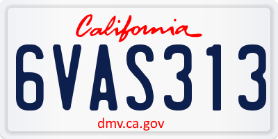 CA license plate 6VAS313