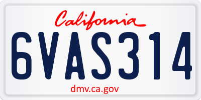 CA license plate 6VAS314