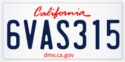 CA license plate 6VAS315